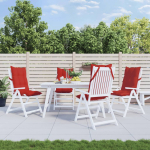 K&otilde;rge seljatoega toolipadjad 4 tk, punane, oxford kangas