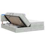 Led-iga voodiraam koos madratsiga helehall 200 x 200 cm samet