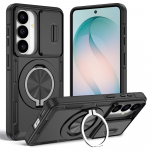 Samsung Galaxy S26 Case with Sliding Camera Cover and Swivel Stand Compatible with MagSafe - Black