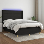 Kontinentaalvoodi madrats ja led, must, 140x200 cm, kangas