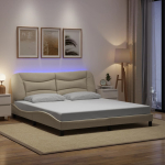 Voodiraam led-iga ilma madratsita hvar, kreem, 180x200 cm, kangas