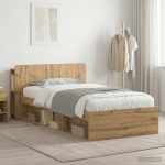 Voodiraam ladustamisega artisan tamm 90 x 190 cm tehispuit