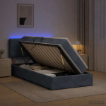 Led-iga voodiraam koos madratsiga tumehall 90 x 200 cm samet