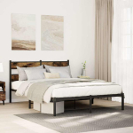 Metallist voodiraam ilma madratsita suitsutatud tamm 135x190 cm