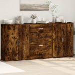 Puhvetkapid 3 tk, suitsutatud tamm, 60 x 31 x 84 cm, tehispuit