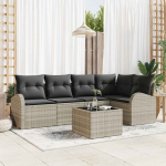 Diivanikomplekt padjaga ladustamisega 6 pcs helehall pol&uuml;rotang