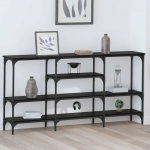 Konsoollaud riiuliga must tamm 160 x 29 x 80 cm tehispuit