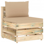 Keskmine diivan istmepatjadega, roheline, immutatud puit