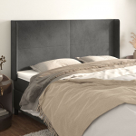 Voodipeats servadega, tumehall, 183x16x118/128 cm, samet