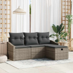 Diivanikomplekt padjaga ladustamisega 4 pcs hall pol&uuml;rotang