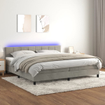 Kontinentaalvoodi madrats ja led, helehall, 200x200 cm, samet