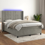 Kontinentaalvoodi madrats ja led, helehall, 140x200 cm, samet