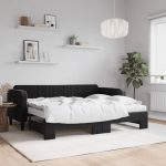 Diivanvoodi v&auml;ljat&otilde;mmatava osaga, must, 90x200 cm, samet