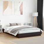 Voodiraam led-tuledega, must, 150 x 200 cm
