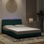 Voodiraam led-iga ilma madratsita, tumeroheline, 140x190 cm, samet