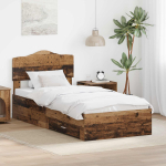 Voodi raam sahtliga peaga vana puit 90 x 200 cm tehispuit