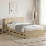 Voode raami koos hoiuruumi ja peatoega sonoma tamm 75 x 190 cm