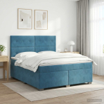 Vedruvoodi madratsiga peaga sinine 140 x 200 cm samet