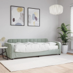 Diivanvoodi madratsiga, helehall, 80x200 cm, samet