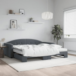 Diivanvoodi v&auml;ljat&otilde;mmatava osaga, tumehall 100x200 cm samet