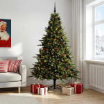 Kunstkuusk koos j&otilde;ulukuuliga 180 cm 300 led-i soe valge