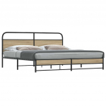 Metallist voodiraam ilma madratsita suitsutatud tamm 183x213 cm