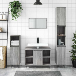 Vannitoakapp, hall sonoma tamm, 80 x 33 x 60 cm, tehispuit