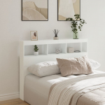 Voodipeatsi kapp led-tuledega, valge, 140 x 17 x 102 cm