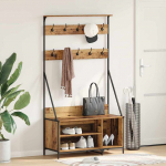 Riidepuu riiuliga vana puit 100 x 41 x 184 cm tehispuit