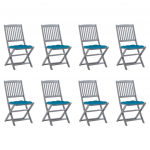 Kokkupandavad aiatoolid 8 tk patjadega, akaatsiapuit