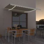 K&auml;sitsi sisset&otilde;mmatav varikatus, led, 450x300 cm, kreemjas