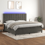 Kontinentaalvoodi madrats ja led, tumehall, 200x200 cm, samet