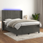 Kontinentaalvoodi madrats ja led, tumehall, 140x200 cm, samet