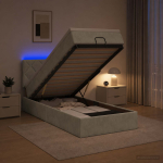 Ottomani voodi madratsi ja led-idega helehall 90 x 190 cm samet