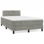 Kontinentaalvoodi madratsiga, helehall, 120 x 190 cm, samet