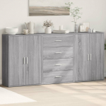 Puhvetkapid 3 tk, hall sonoma tamm, 60 x 31 x 84 cm, tehispuit
