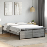 Voodiraam, hall sonoma tamm, 140 x 190 cm, tehispuit ja metall