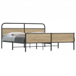 Metallist voodiraam ilma madratsita suitsutatud tamm 193x203 cm