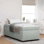 Voodiraam madratsiga madratsiga helehall 90 x 200 cm samet