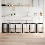 Kokkupandav koerav&auml;rav uksega, 6 paneeli, must 300 cm, pappel