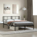Metallist voodiraam peatsiga, must, 160 x 200 cm