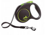 Flexi Automatic leash Black Design S 5 m, green