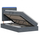 Led-iga voodiraam koos madratsiga tumehall 120 x 200 cm samet