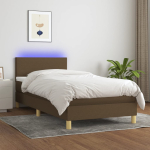Kontinentaalvoodi madrats ja led, tumepruun, 80x200 cm, kangas