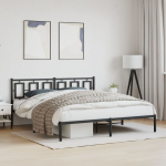 Metallist voodiraam peatsiga, must, 183x213 cm