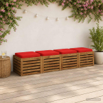 4-osalised istepad vught 4 pcs 100% pol&uuml;ester punane