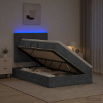 Led-iga voodiraam koos madratsiga tumehall 120 x 200 cm samet