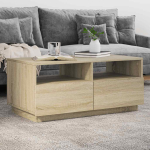 Kohvilaud led-tuledega, sonoma tamm, 90x49x40 cm