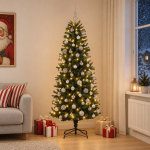 Tehisj&otilde;ulukuusk koos kaunistustega 210 cm 300 led-i soe valge