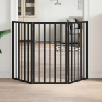 Kokkupandav koerav&auml;rav, 3 paneeli, must, 150 cm, paplipuit